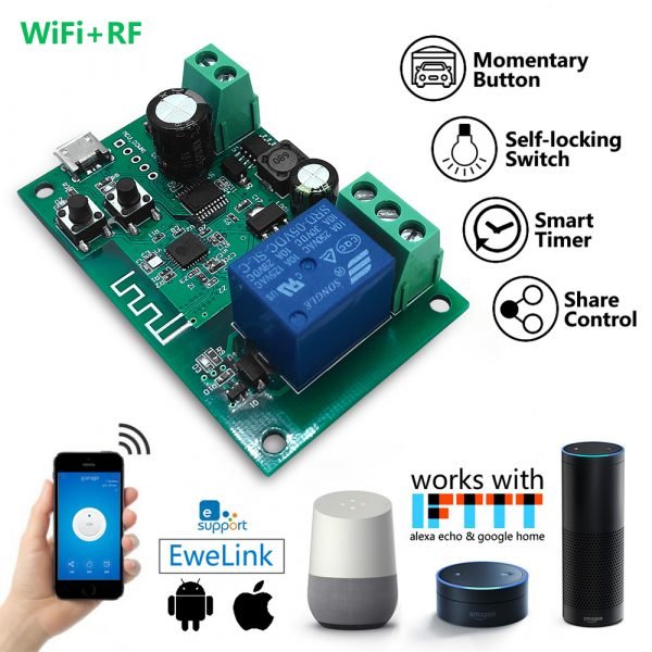 EACHEN WiFi Inching Relay Momentary/Self-locking Switch Module ST-DC1 (eWelink APP)